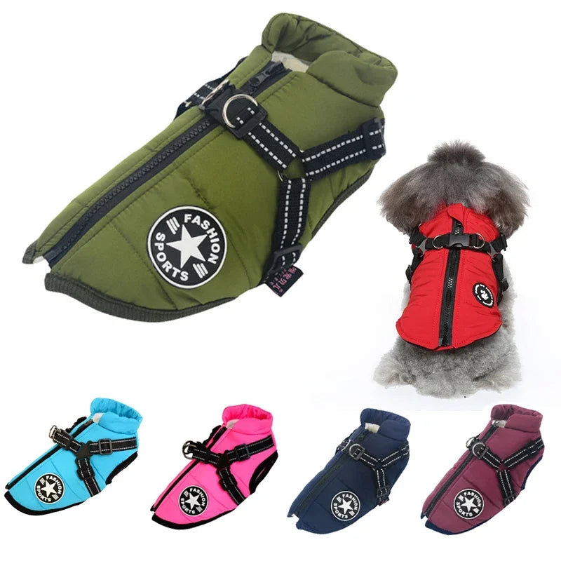 Dog Jacket with Harness Warm and Waterproof