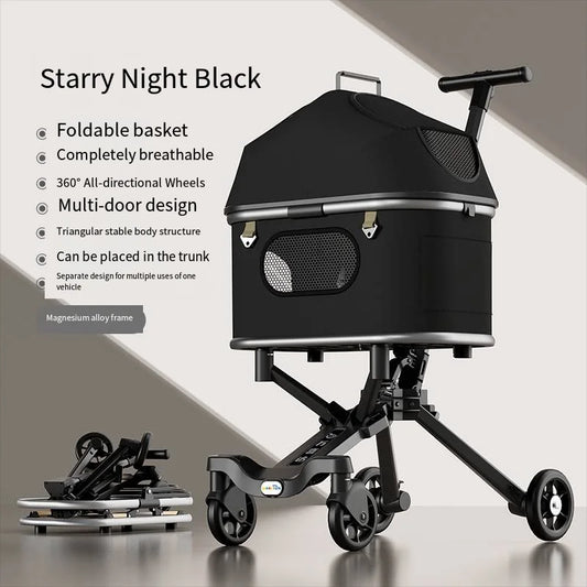 Magnesium Alloy Body Pet Stroller Wholesale Portable Dog Outdoor Cart Upgrade Model