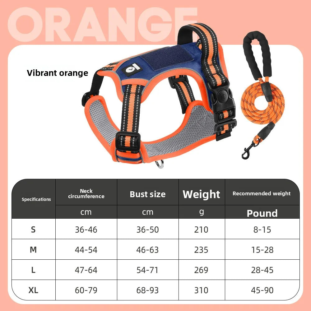Dog Harness Lead Escape-Proof Reflective Oxford Cloth Breathable Pet Harnesses for Medium Large Dogs Collar Outdoor Walking