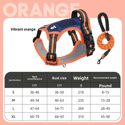 Dog Harness Lead Escape-Proof Reflective Oxford Cloth Breathable Pet Harnesses for Medium Large Dogs Collar Outdoor Walking