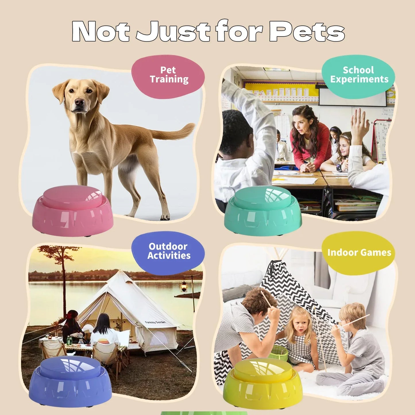 6 Pack Set Recordable Dog Training Button Pet Communication Talking Buttons Dog Interactive Toys