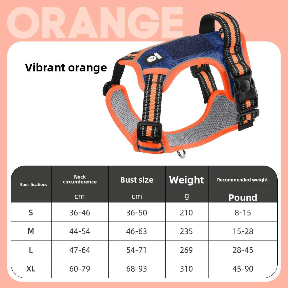 Dog Harness Lead Escape-Proof Reflective Oxford Cloth Breathable Pet Harnesses for Medium Large Dogs Collar Outdoor Walking
