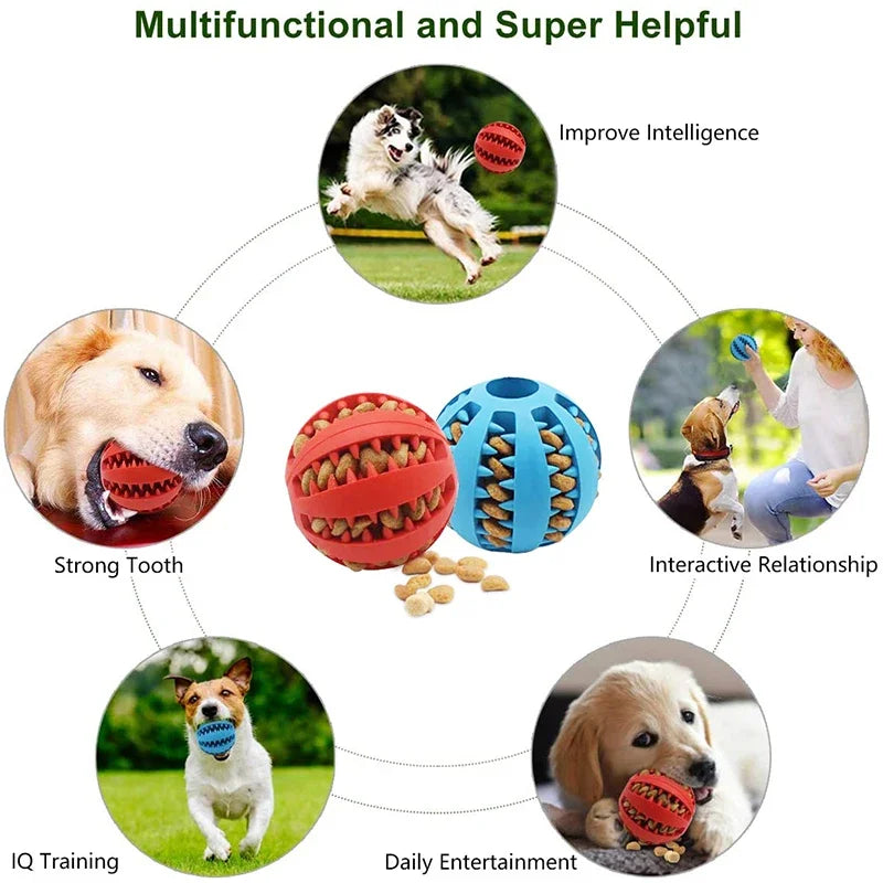  Small Dogs Interactive Elasticity Puppy Chew Toy Tooth Cleaning Rubber Food Ball Toy Pet Stuff Accessories