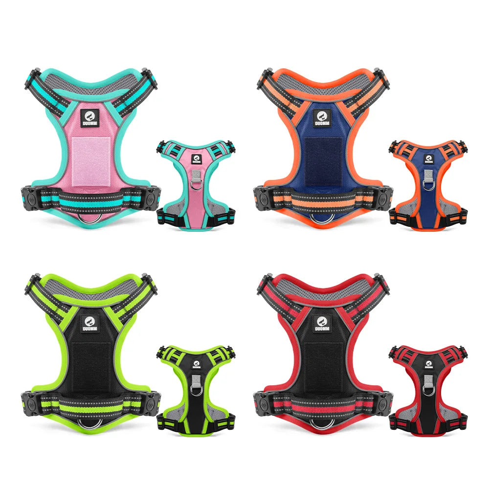 Dog Harness Lead Escape-Proof Reflective Oxford Cloth Breathable Pet Harnesses for Medium Large Dogs Collar Outdoor Walking