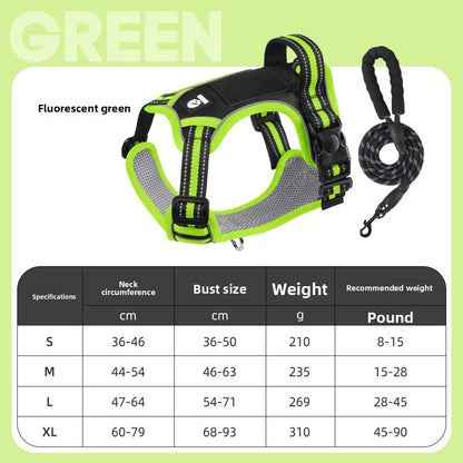 Dog Harness Lead Escape-Proof Reflective Oxford Cloth Breathable Pet Harnesses for Medium Large Dogs Collar Outdoor Walking