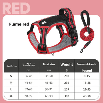 Dog Harness Lead Escape-Proof Reflective Oxford Cloth Breathable Pet Harnesses for Medium Large Dogs Collar Outdoor Walking