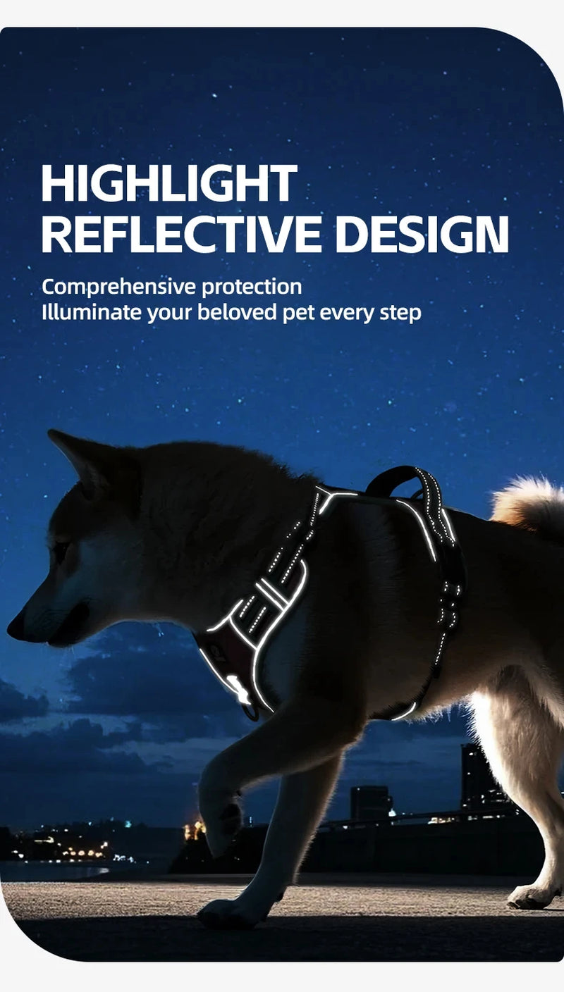 Dog Harness Lead Escape-Proof Reflective Oxford Cloth Breathable Pet Harnesses for Medium Large Dogs Collar Outdoor Walking