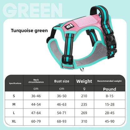 Dog Harness Lead Escape-Proof Reflective Oxford Cloth Breathable Pet Harnesses for Medium Large Dogs Collar Outdoor Walking