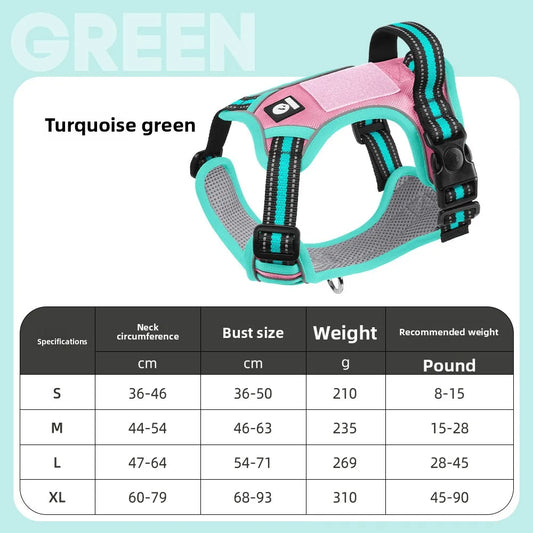 Dog Harness Lead Escape-Proof Reflective Oxford Cloth Breathable Pet Harnesses for Medium Large Dogs Collar Outdoor Walking