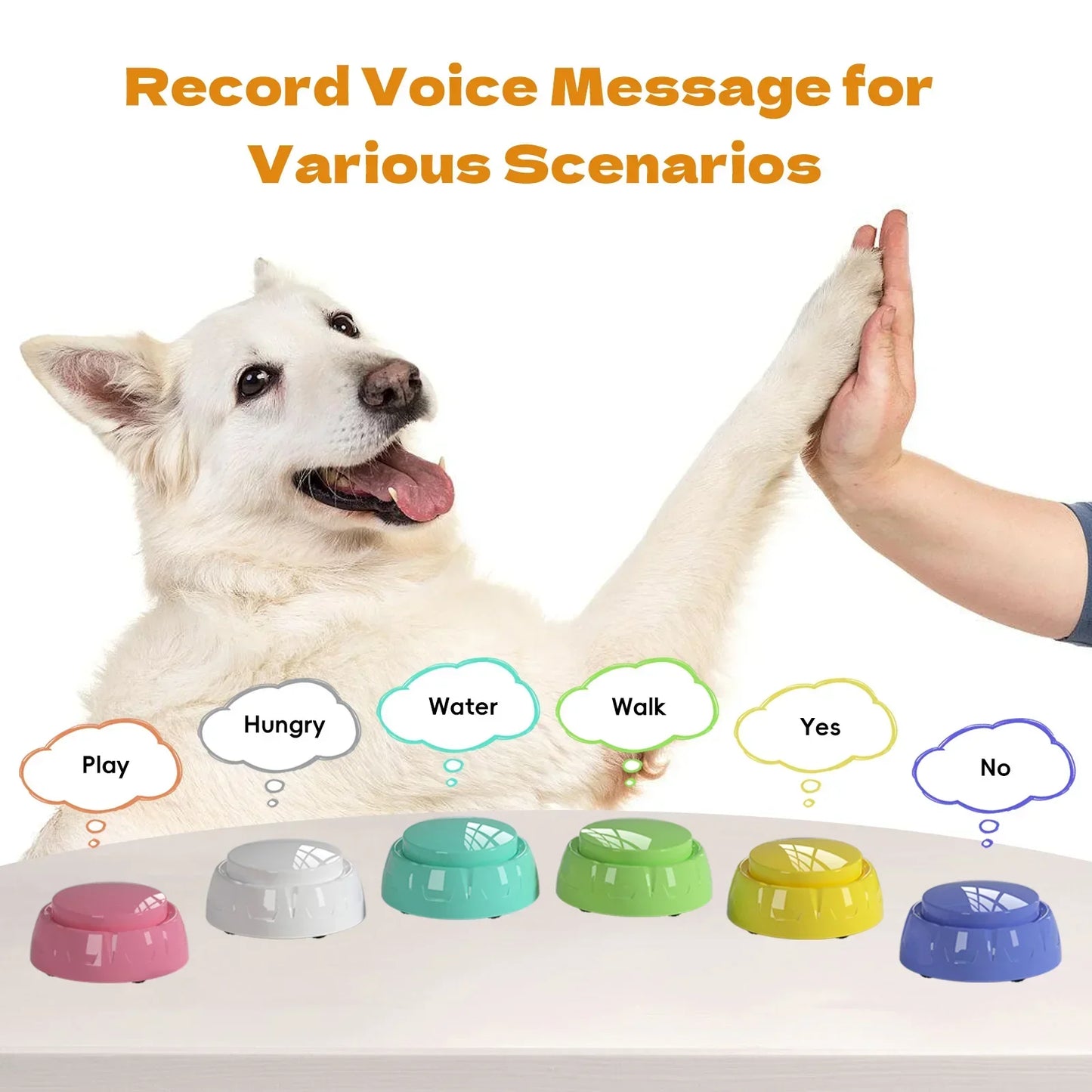 6 Pack Set Recordable Dog Training Button Pet Communication Talking Buttons Dog Interactive Toys