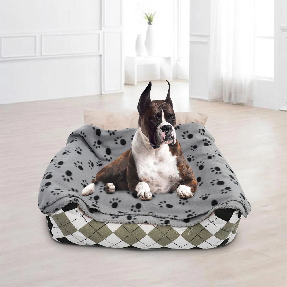 Soft Cute Pet Dog Blanket Winter Warm Cat Dog Bed Mat Print Sleeping Mattress Small Medium Large Dogs Fleece Pet Supplies
