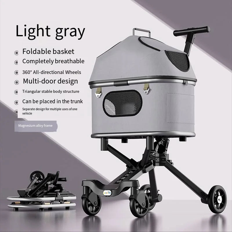 Magnesium Alloy Body Pet Stroller Wholesale Portable Dog Outdoor Cart Upgrade Model