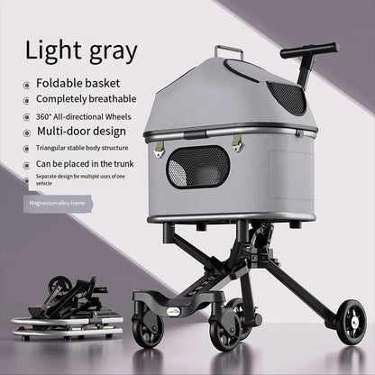 Magnesium Alloy Body Pet Stroller Wholesale Portable Dog Outdoor Cart Upgrade Model