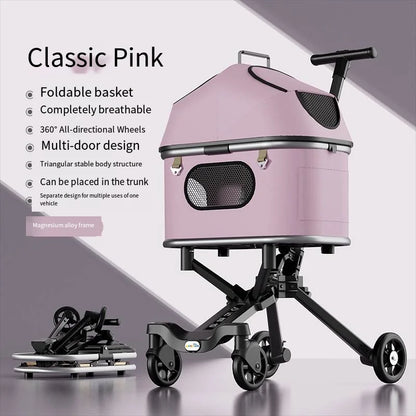Magnesium Alloy Body Pet Stroller Wholesale Portable Dog Outdoor Cart Upgrade Model
