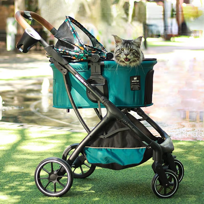 Detachable Pet Stroller Aluminium Alloy Dog Trolley for Corgi Teddy Cat Cart Load Bearing 20Kg Dog Strollers for Small Dogs