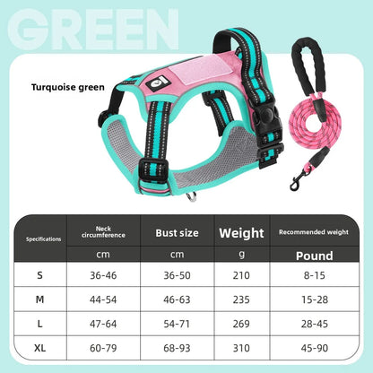 Dog Harness Lead Escape-Proof Reflective Oxford Cloth Breathable Pet Harnesses for Medium Large Dogs Collar Outdoor Walking