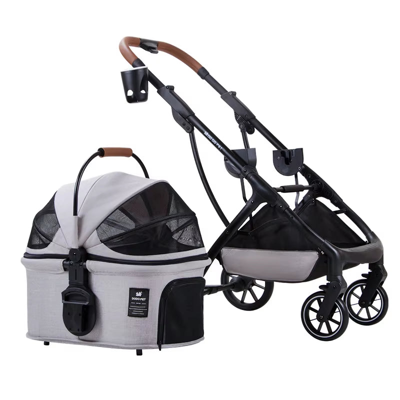 Detachable Pet Stroller Aluminium Alloy Dog Trolley for Corgi Teddy Cat Cart Load Bearing 20Kg Dog Strollers for Small Dogs
