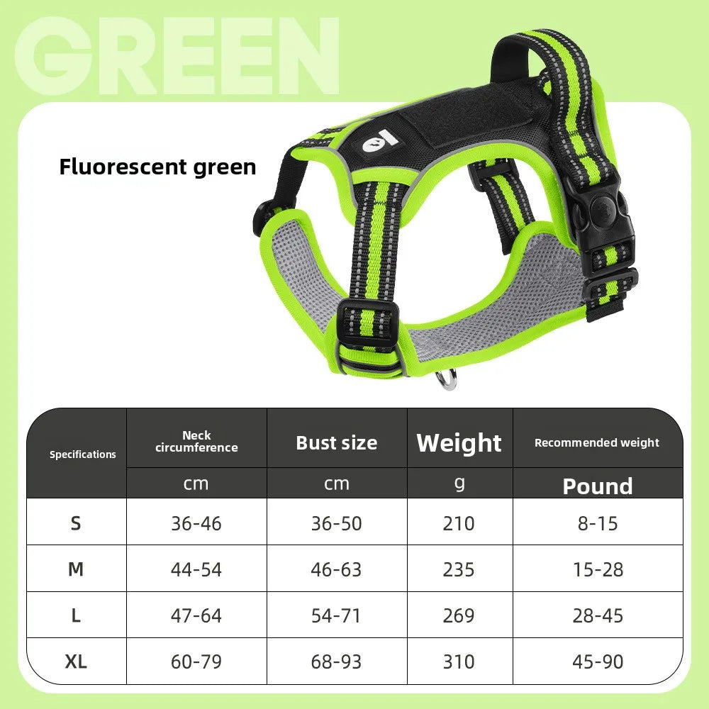 Dog Harness Lead Escape-Proof Reflective Oxford Cloth Breathable Pet Harnesses for Medium Large Dogs Collar Outdoor Walking