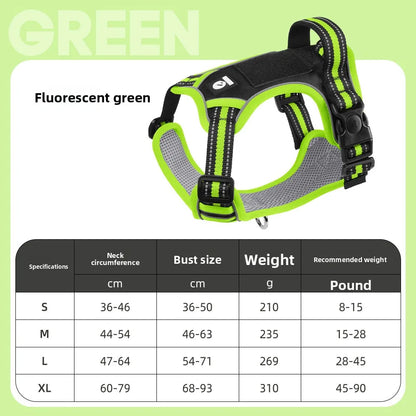 Dog Harness Lead Escape-Proof Reflective Oxford Cloth Breathable Pet Harnesses for Medium Large Dogs Collar Outdoor Walking