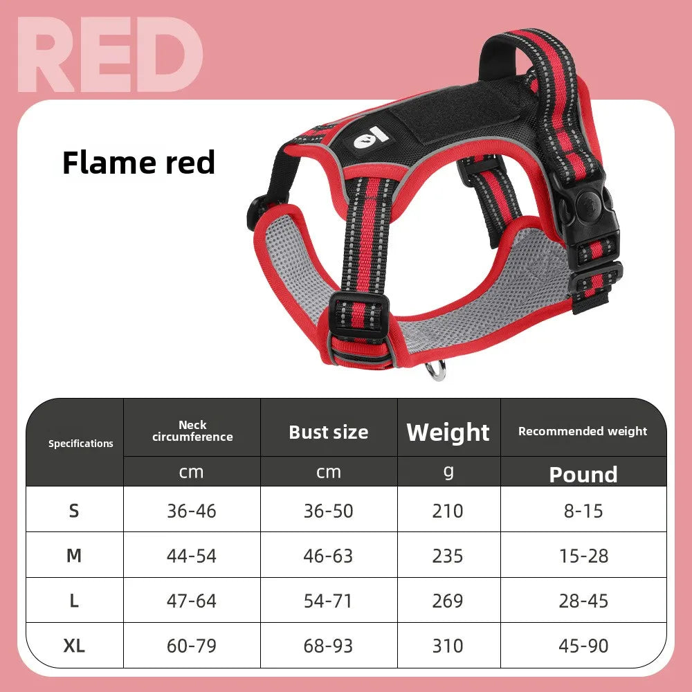 Dog Harness Lead Escape-Proof Reflective Oxford Cloth Breathable Pet Harnesses for Medium Large Dogs Collar Outdoor Walking