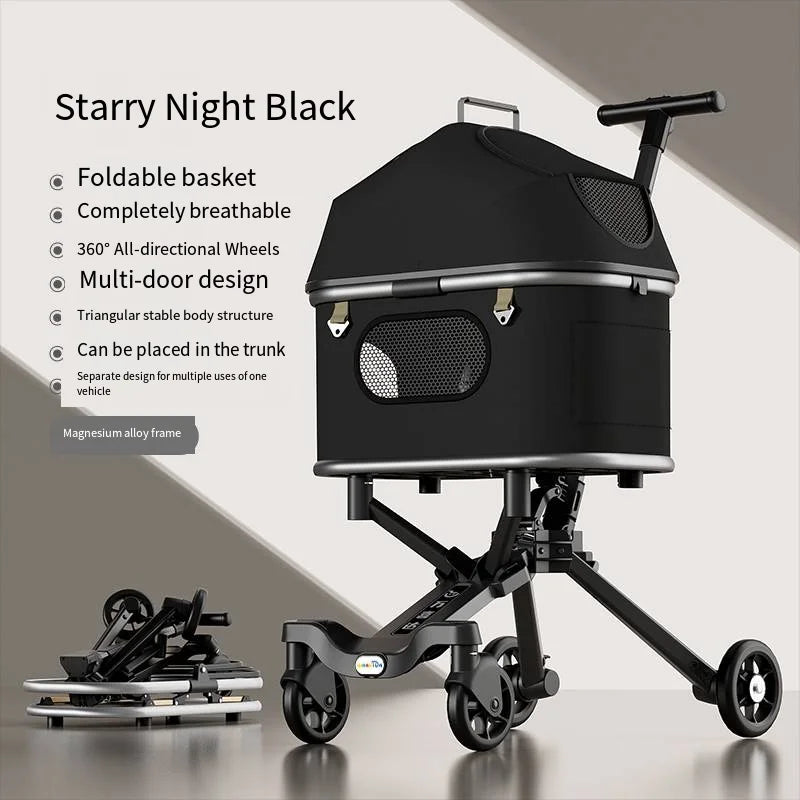 Magnesium Alloy Body Pet Stroller Wholesale Portable Dog Outdoor Cart Upgrade Model