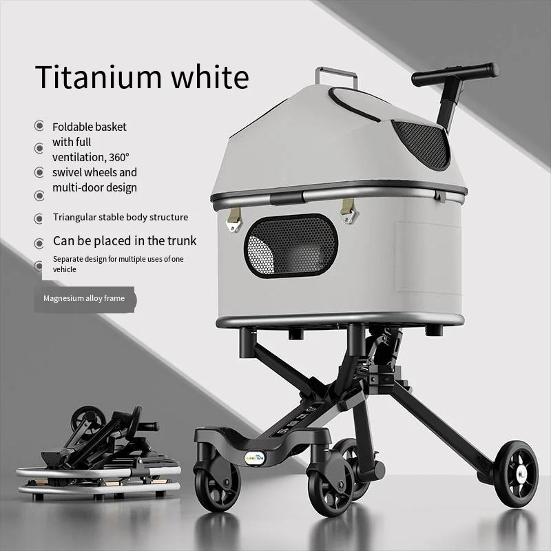 Magnesium Alloy Body Pet Stroller Wholesale Portable Dog Outdoor Cart Upgrade Model