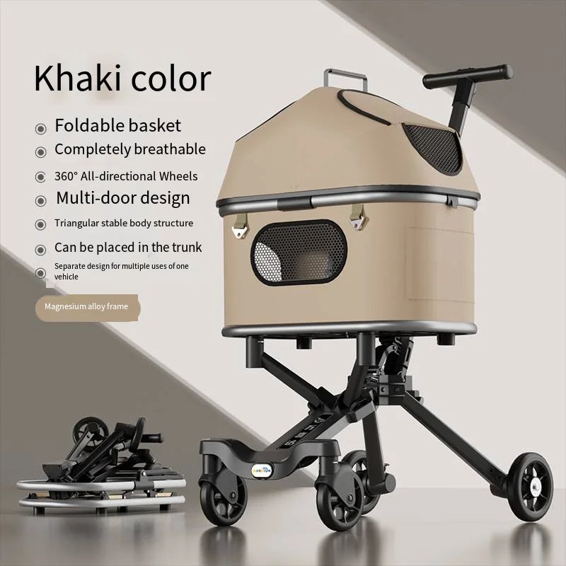 Magnesium Alloy Body Pet Stroller Wholesale Portable Dog Outdoor Cart Upgrade Model