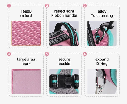 Dog Harness Lead Escape-Proof Reflective Oxford Cloth Breathable Pet Harnesses for Medium Large Dogs Collar Outdoor Walking