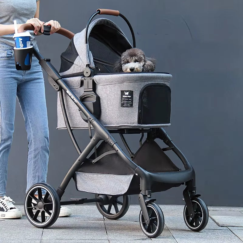 Detachable Pet Stroller Aluminium Alloy Dog Trolley for Corgi Teddy Cat Cart Load Bearing 20Kg Dog Strollers for Small Dogs