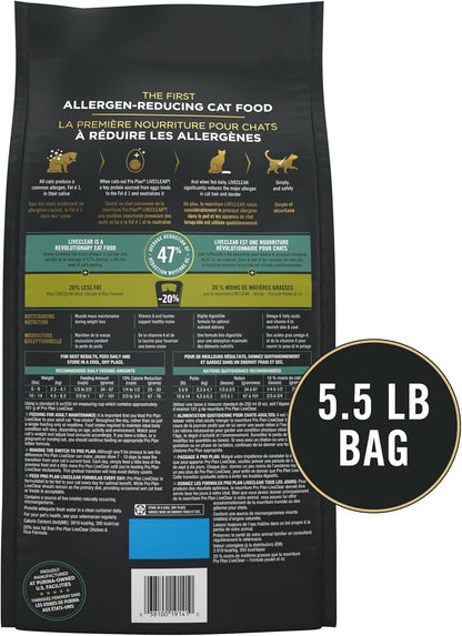 Purina Pro Plan Liveclear Cat Food Weight Management and Cat Allergen Reducer Chicken and Rice Formula - 5.5 Lb. Bag